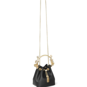 Jimmy Choo Bon Bon flower-appliqué satin bag black