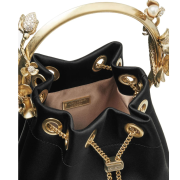 Jimmy Choo Bon Bon flower-appliqué satin bag black