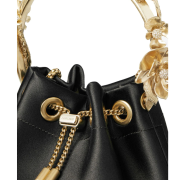 Jimmy Choo Bon Bon flower-appliqué satin bag black