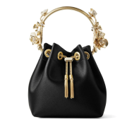 Jimmy Choo Bon Bon flower-appliqué satin bag black